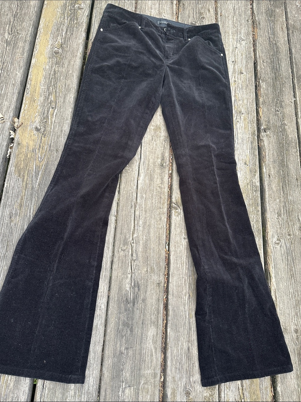 Tahari Black Corduroy Flare Pants